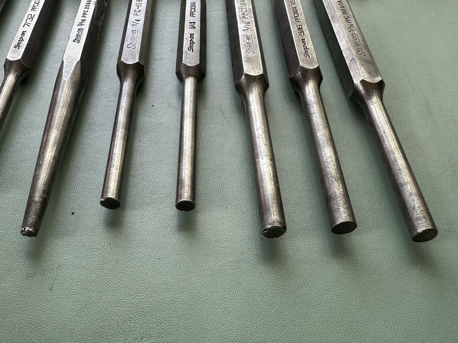 Snap-on Tools Lot of 12 Center Punches Chisels Vintage PC PPC 3/32 – 5/16″