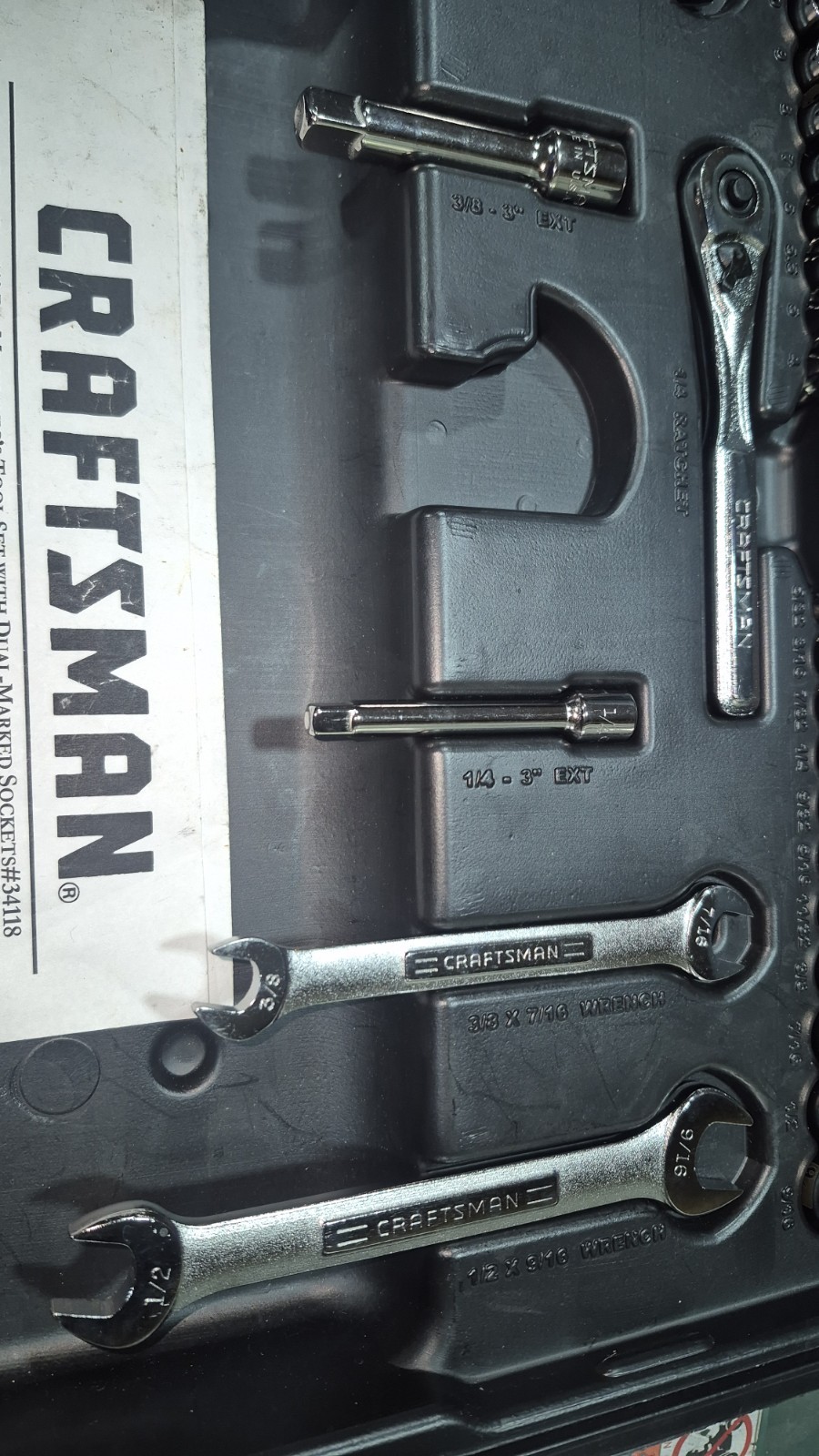 Complete Craftsman 34118 118pc Metric & SAE Socket Set 1/4″ 3/8″ 1/2″ Drive USA