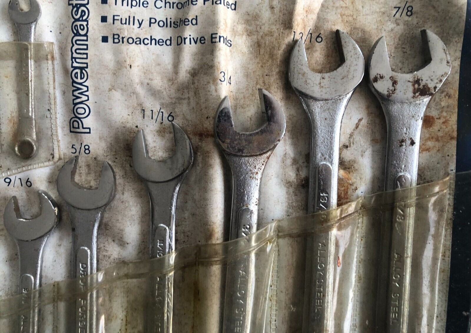 Vtg Combination Wrench Set Chrome Plated 3/8”-7/8″ Drop Forge Steel Used