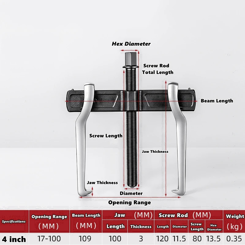 4/6/8/10/12 Inch 2-Jaw Puller Bearing Removal Tool Small Plug-In Bearing Puller