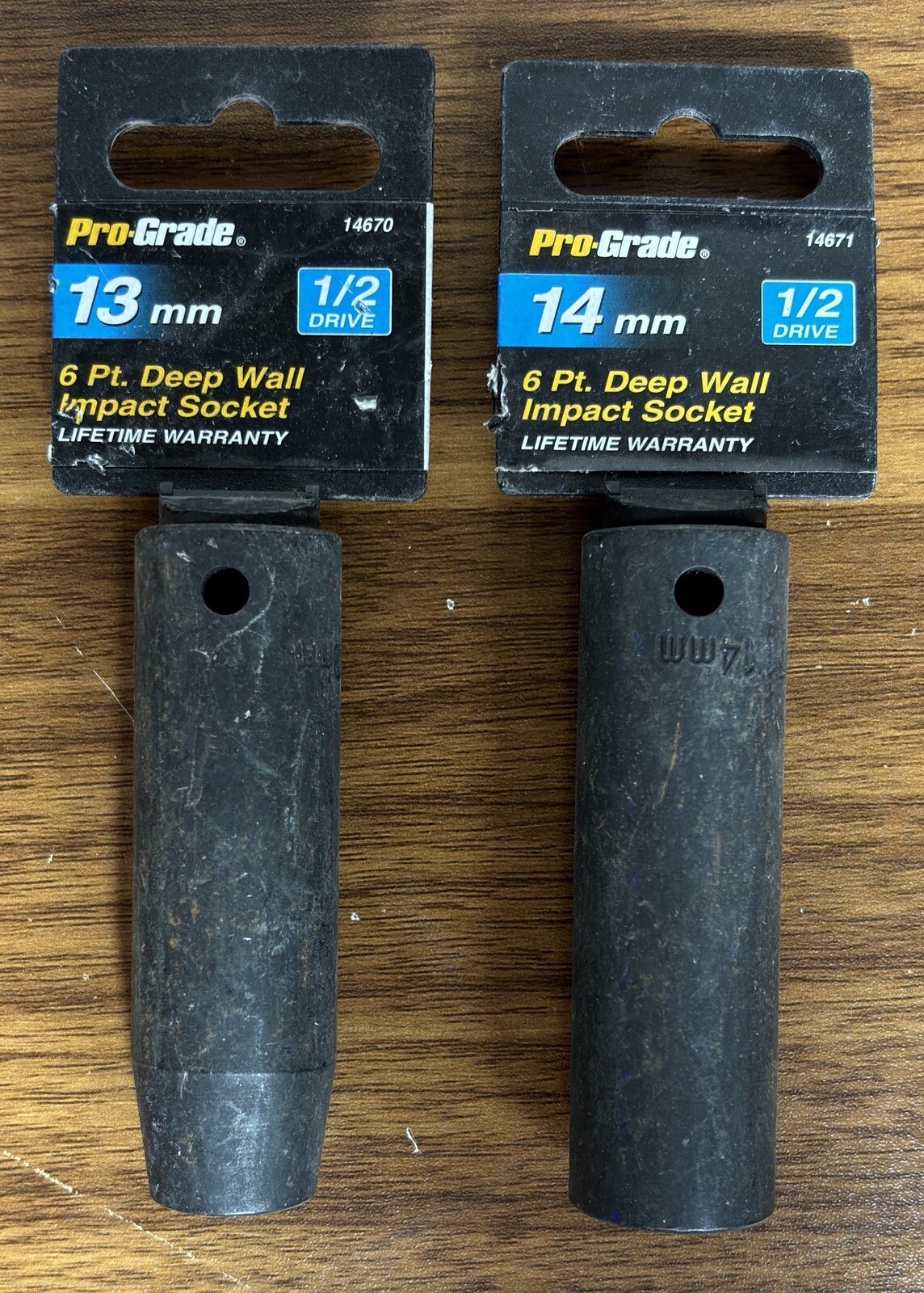3 PRO-GRADE 1/2 Drive 6 Pt. Impact Sockets: 13mm Deep, 14mm Deep & 17mm