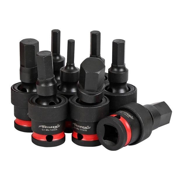 Universal Hex Bit Impact Socket Set 1/2″ Drive 6mm/19mm Flexi Swivel Head