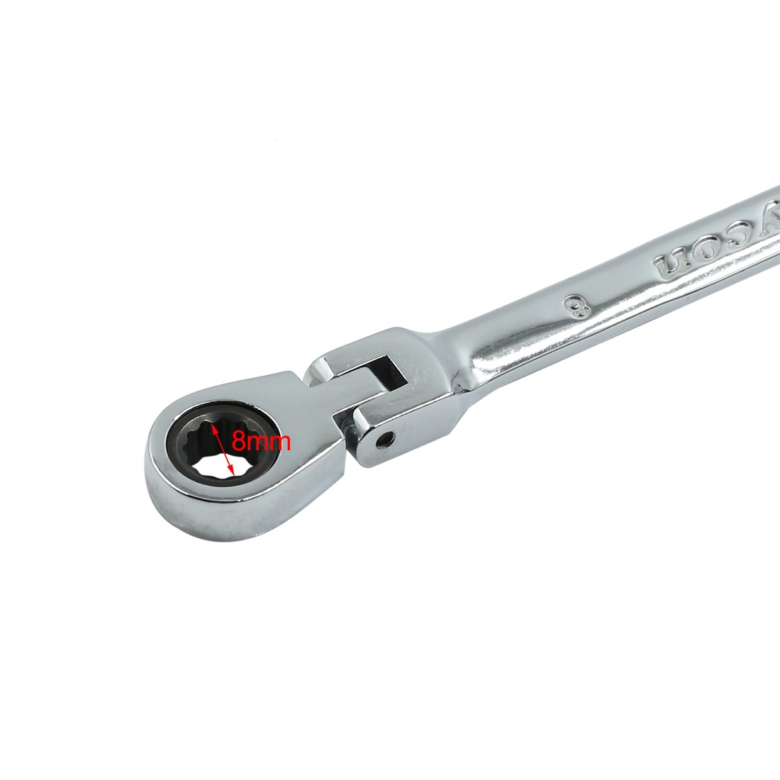 Universal 8mm 0.31″ Double Flex-Head Open End Spanner Ratchet Wrench Pack of 1