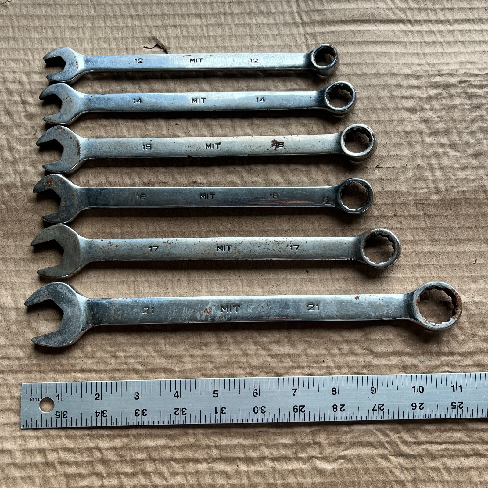 MIT Combination Wrench 6 pc Set 12mm-21mm Metric Tool Set 12 pt