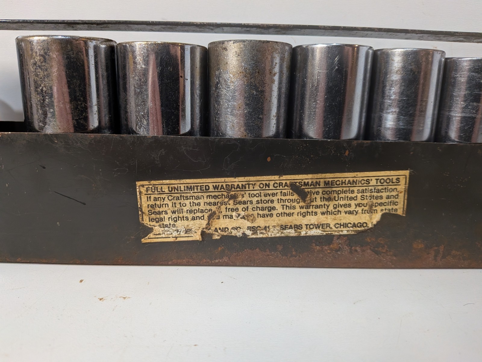 12pc. VTG Craftsman -V- 1/2″ & 3/8″ SAE DEEP Sockets w/Metal Tray 1/2″- 1 1/8″