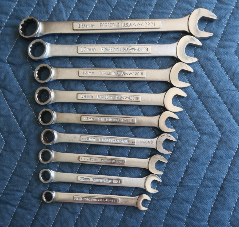 9 – Craftsman Metric Combinations Wrenches -VV- See description for sizes. USA