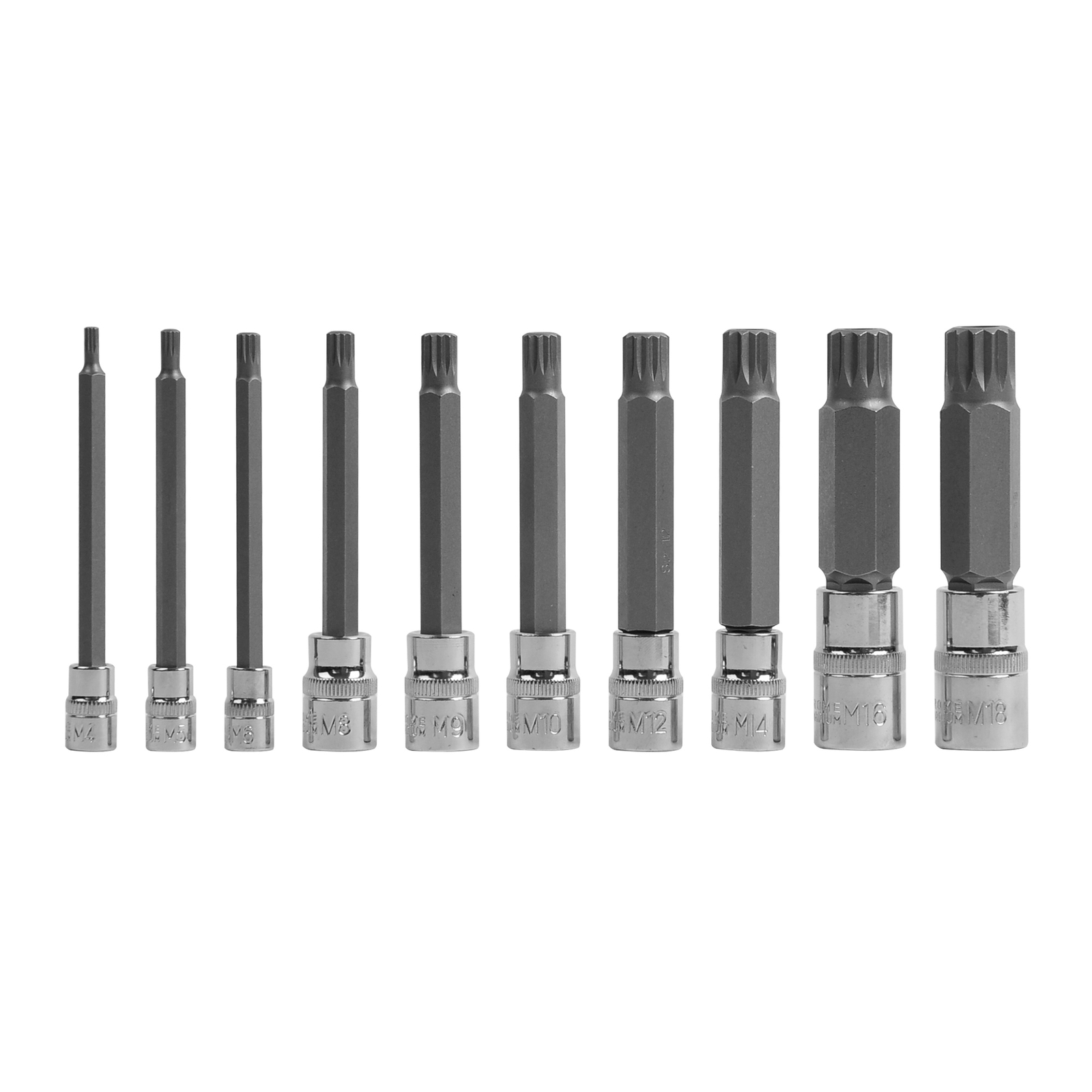 XZN Triple Square Long Spline Socket Bit Set 1/4″ 3/8″ 1/2″ Tamper Proof 10pc