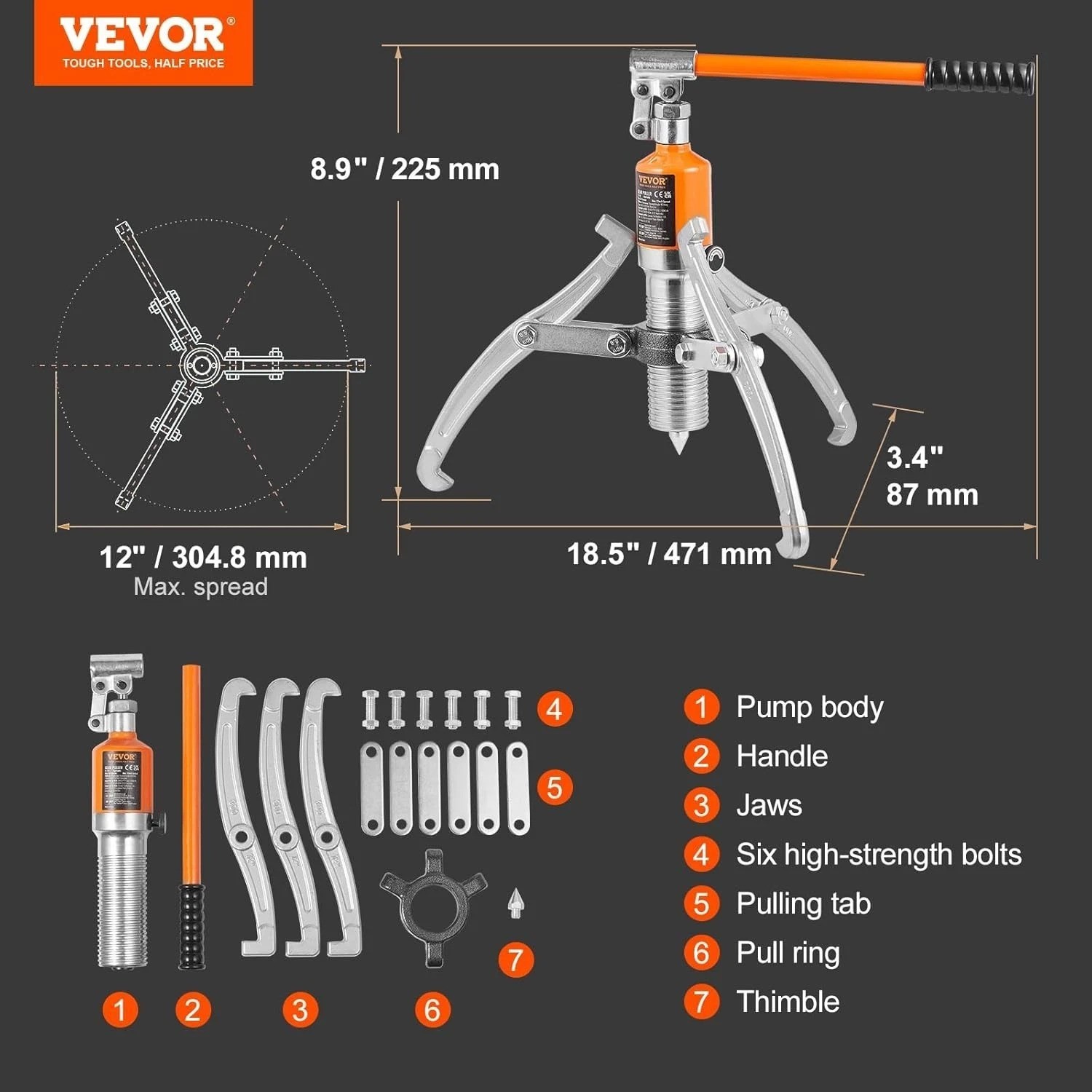 Industrial-Grade 15 Ton Puller with 2/3 Jaw Flexibility – Ideal for Maintenance