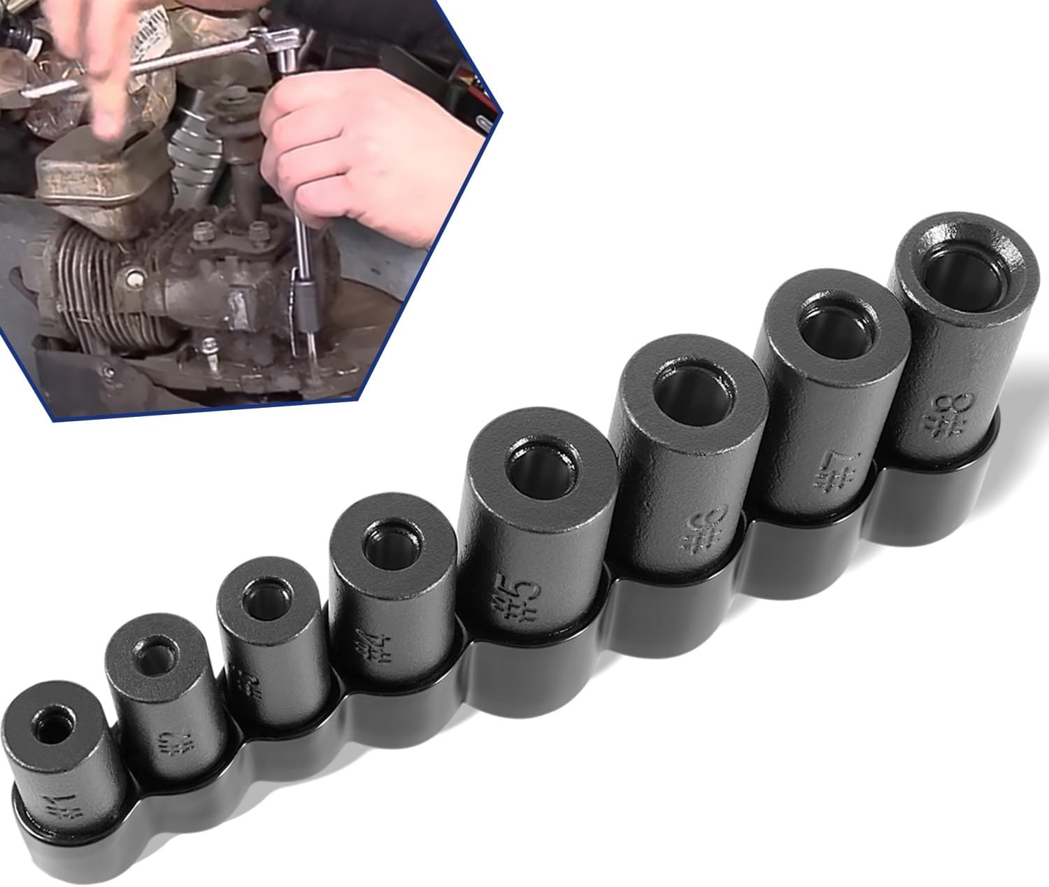 70500 Tap Socket Set 8pc 1/4 & 3/8 Drive Fits Metric SAE NPT Taps to 12mm