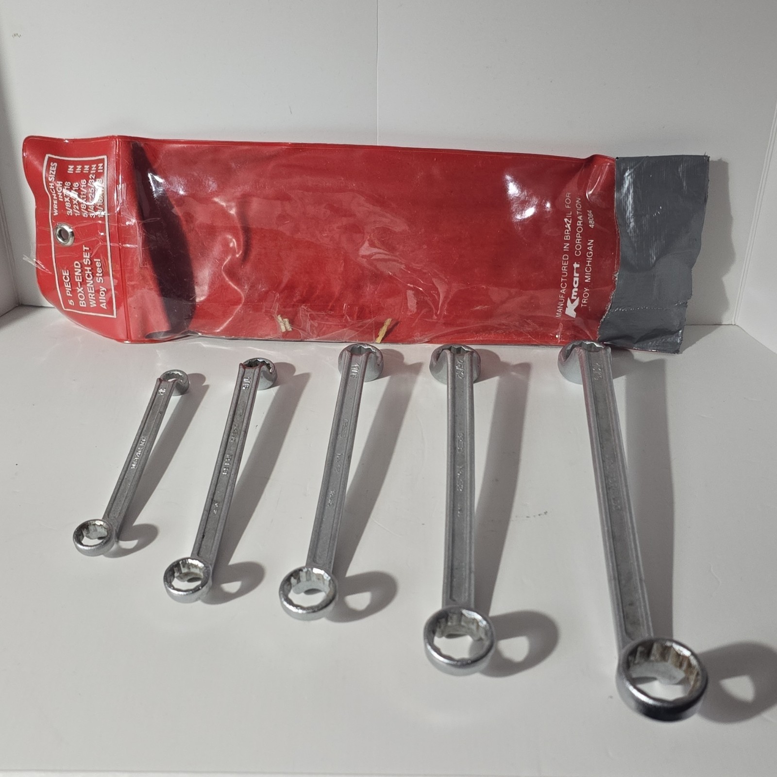 Drebo SAE Deep Offset Box-end Kmart 5 Piece Wrench Set Vintage 3/8 Inch To 7/8”
