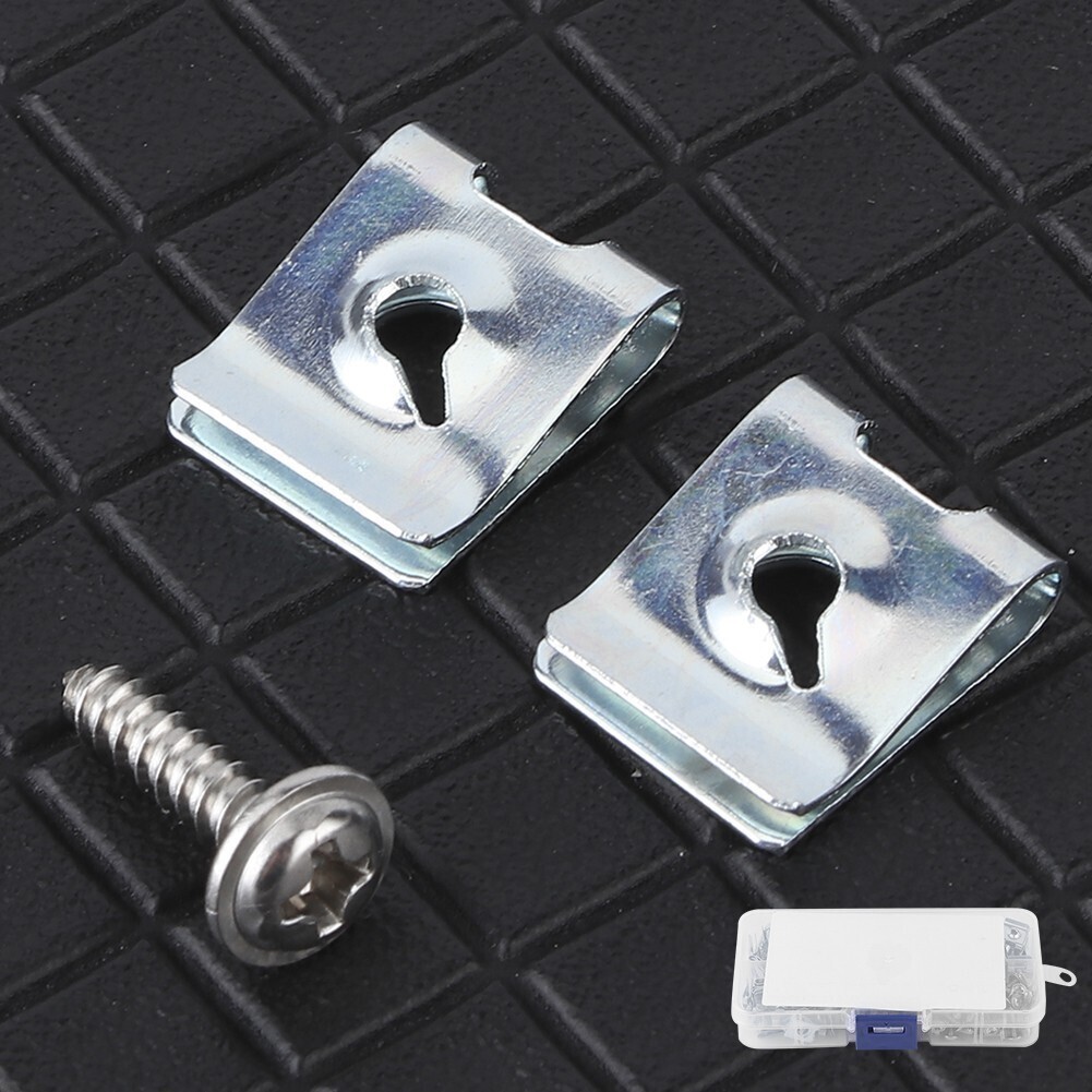 200pcs/set Manganese Steel U‑Clips with Self Tapping Screws Kit Assortment
