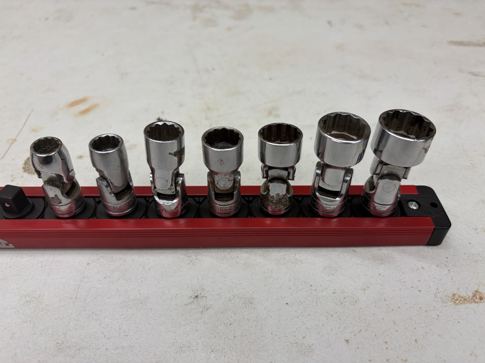 Snap On 7pc 3/8” Drive SAE Shallow Swivel Socket 12 Point 3/8-3/4