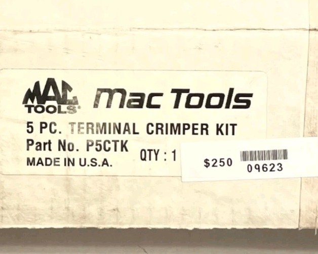 Rare Mac Tools 5 Pc. Terminal Crimper Kit P5CTK P3302WP P3301WP P3305MP P3306MP