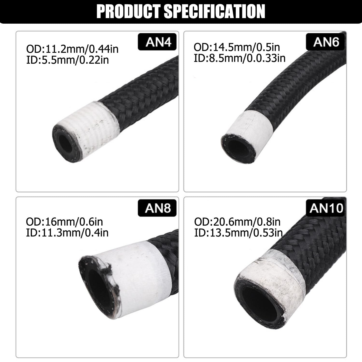 Universal 4AN/6AN/8AN/10AN Fuel Line CPE Fuel Hose 3/10/16/2…