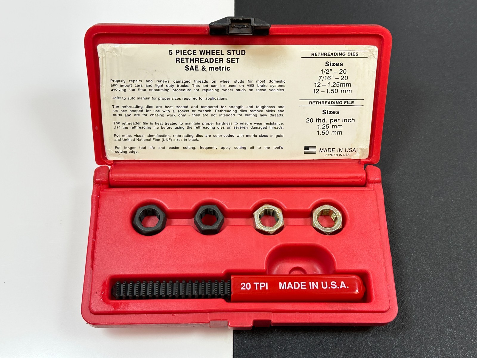 🇺🇸 Matco Tools USA 5pc Wheel Stud Rethreader Kit Set, SAE & Metric, SRS25