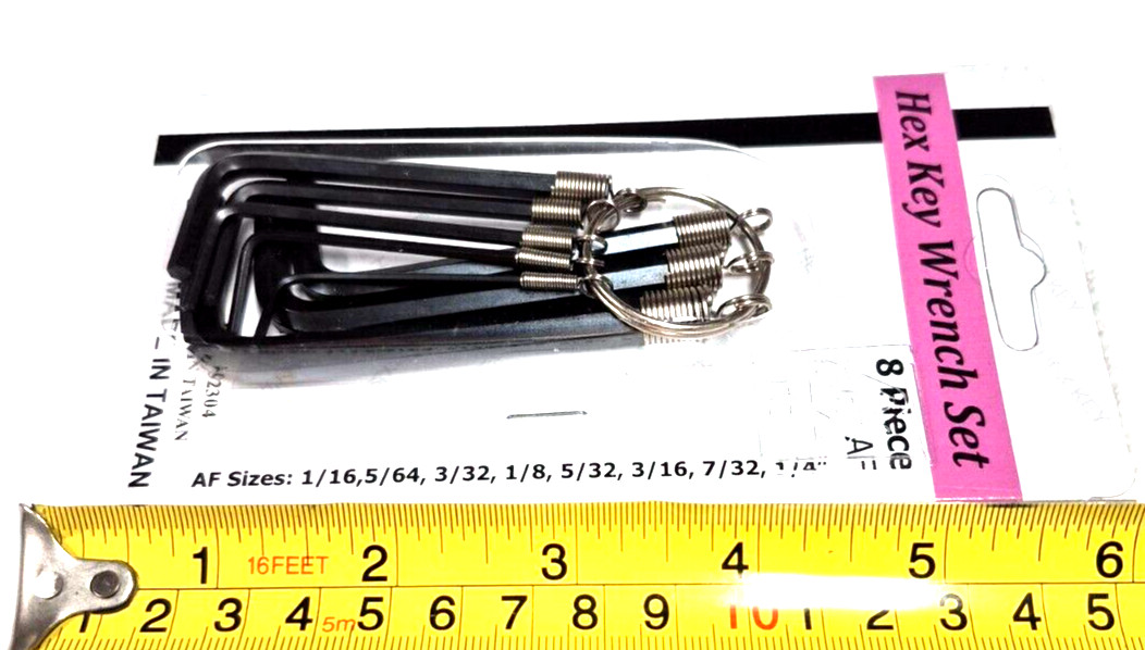 8 PC. HEX KEY WRENCH SET SAE HEX KEY ALLEN TYPE METAL