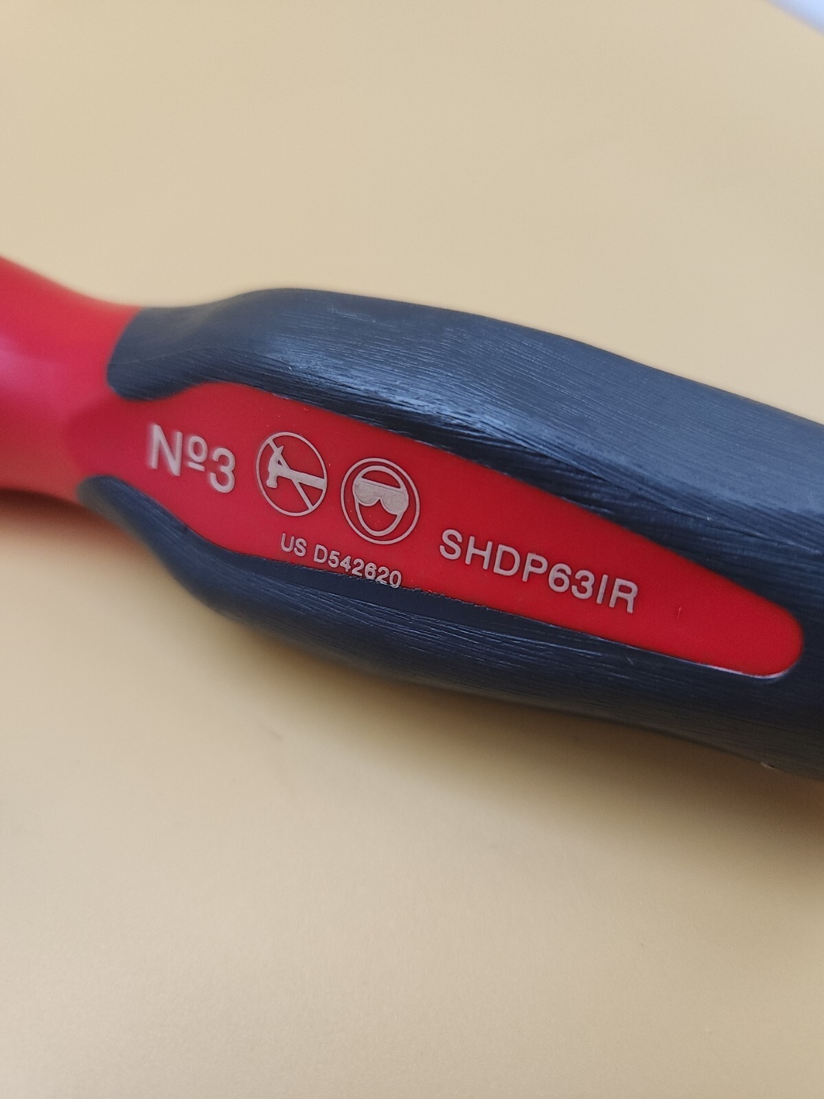 Snap-On #3 Phillips Red Hard Handle Screwdriver Magnetic Tip SHDP631R