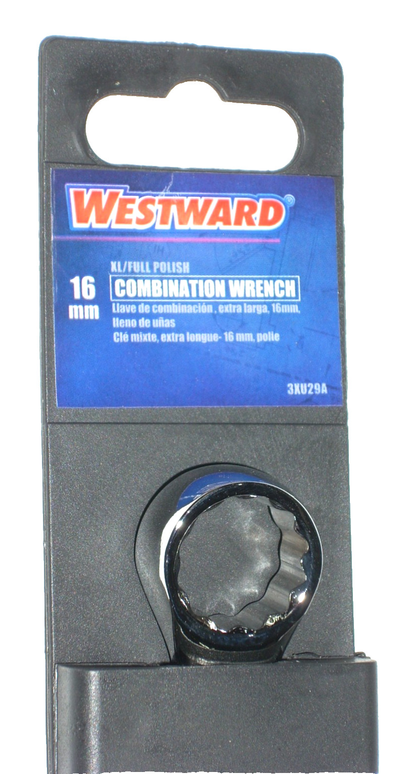 Westward 16mm Combination Wrench 9 1/2″ L Chrome Vandium Coated Alloy Steel