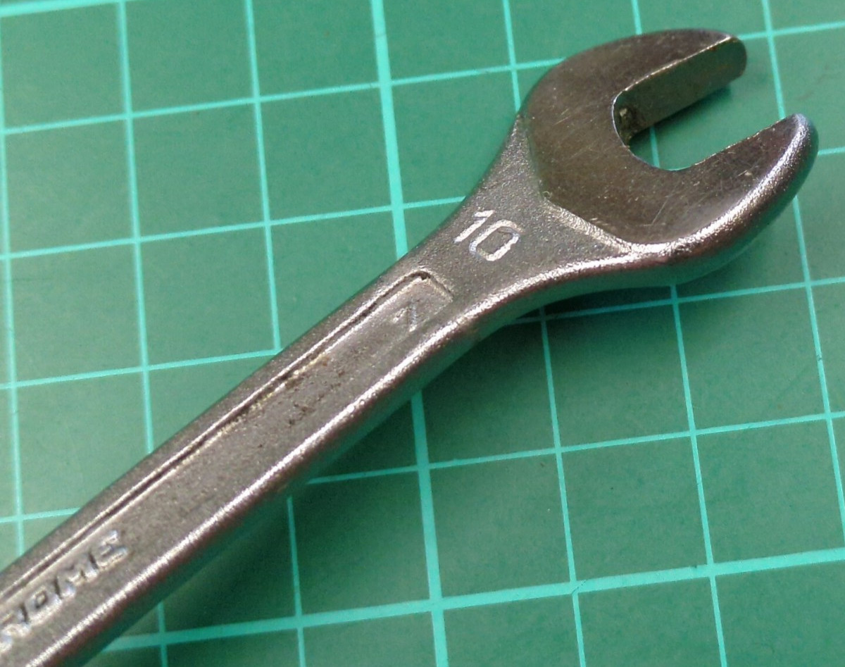 Vintage Facom No44, 10mm x 11mm Vanachrome Open Ended Spanner Made In France
