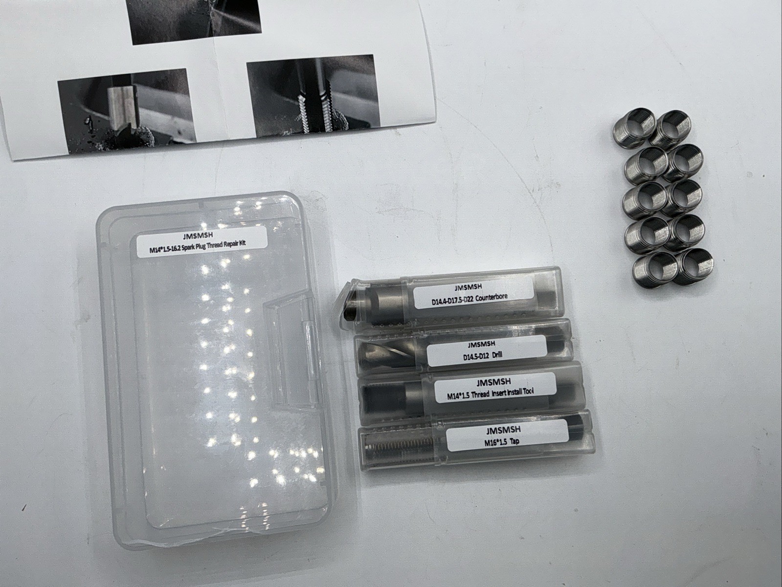 M14*1.5-16.2 Spark Plug Thread Repair Kit JMSMSH-74 W/ 10 Inserts 1785Y