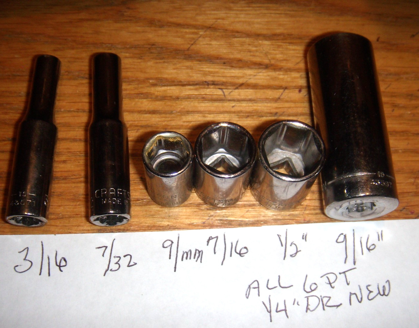 6 VTG CRAFTSMAN 1/4″ DR NEW 6 PT. ALL INVERTED-G1- SOCKET USA FREE SHIP RINGS