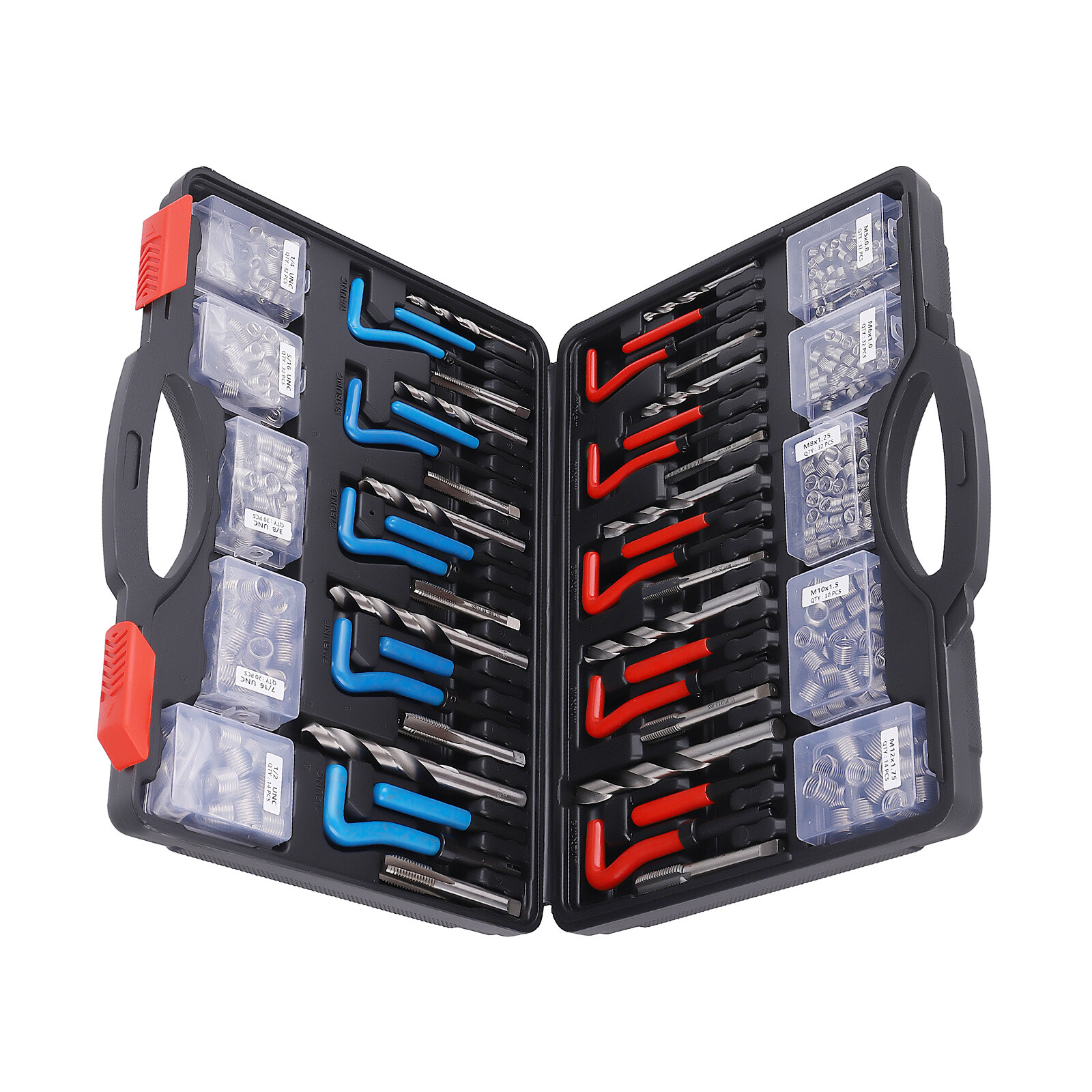 Thread Repair Tool Kit: 320-Piece Metric SAE Heli Coil Rethreading Insert Drill