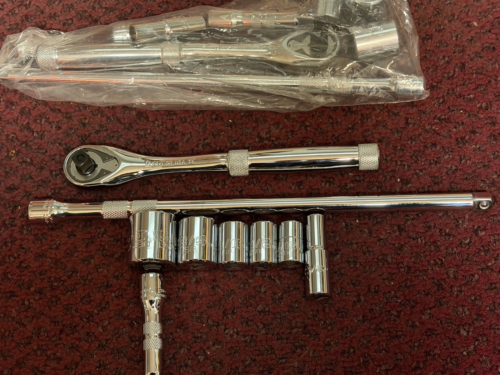 NEW Proto 5249xl rachet and sockets 9 piece set Extension 3/8″ Drive 12″ Long