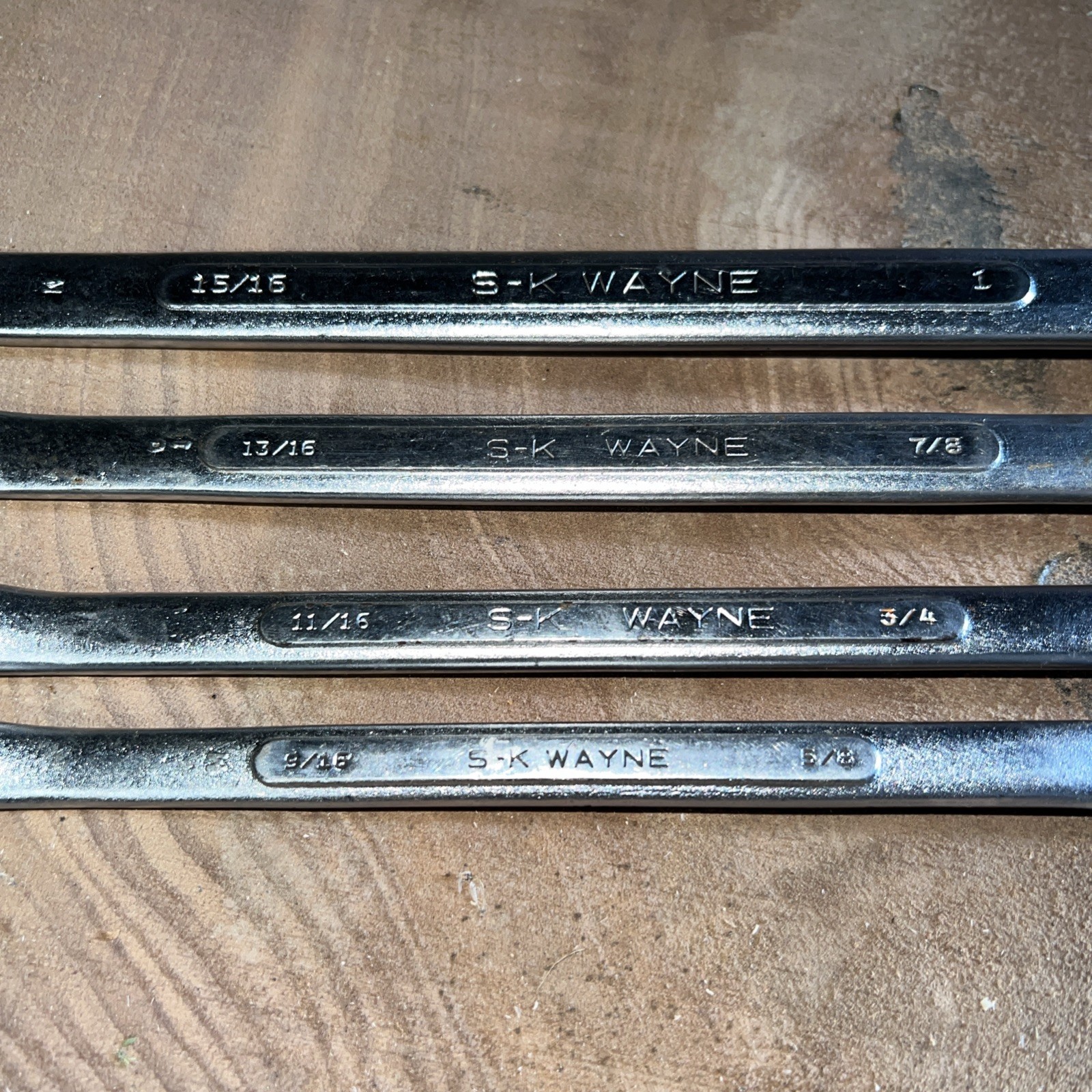 Vintage S-K Wayne 4 Piece SAE Offset Double Box End Wrench Set 9/16″ To 1″, USA