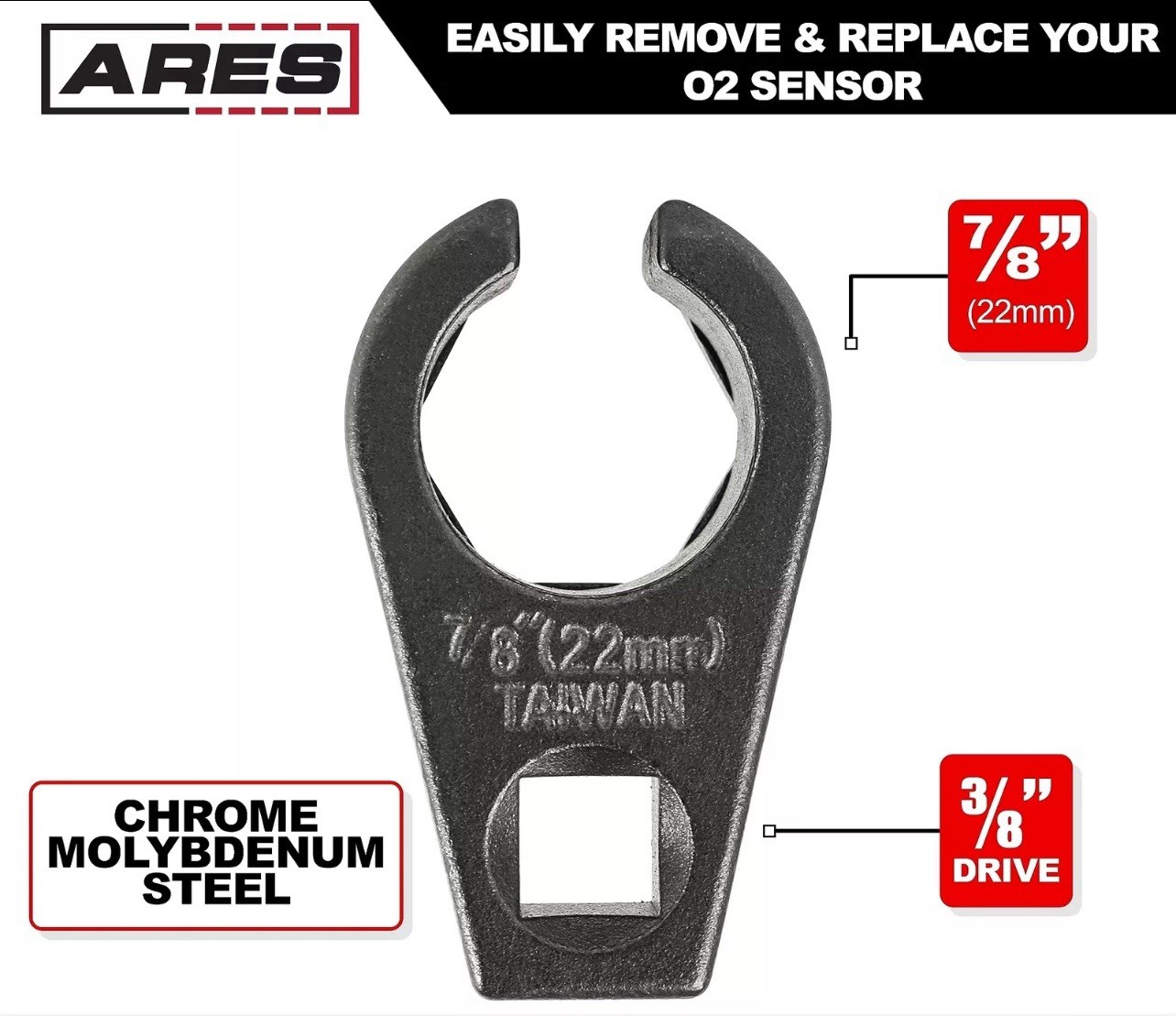 ARES 70039-3/8-Inch Drive by 7/8-Inch (22mm) Offset Oxygen Sensor Socket – Wi…