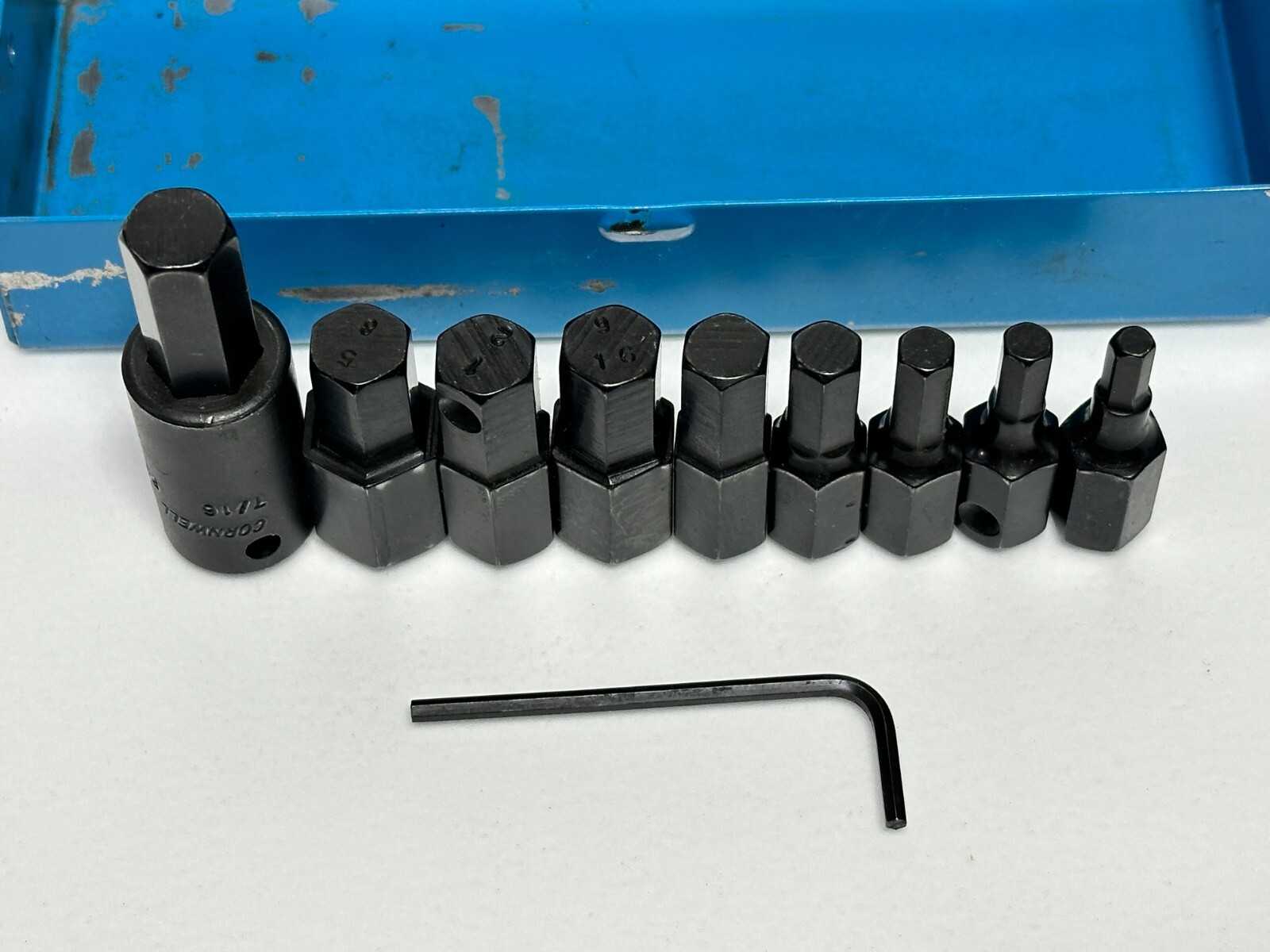 Cornwell Tools USA SKA-211S 3/8” Drive 11pc SAE Hex Bit Set in Blue Metal Case