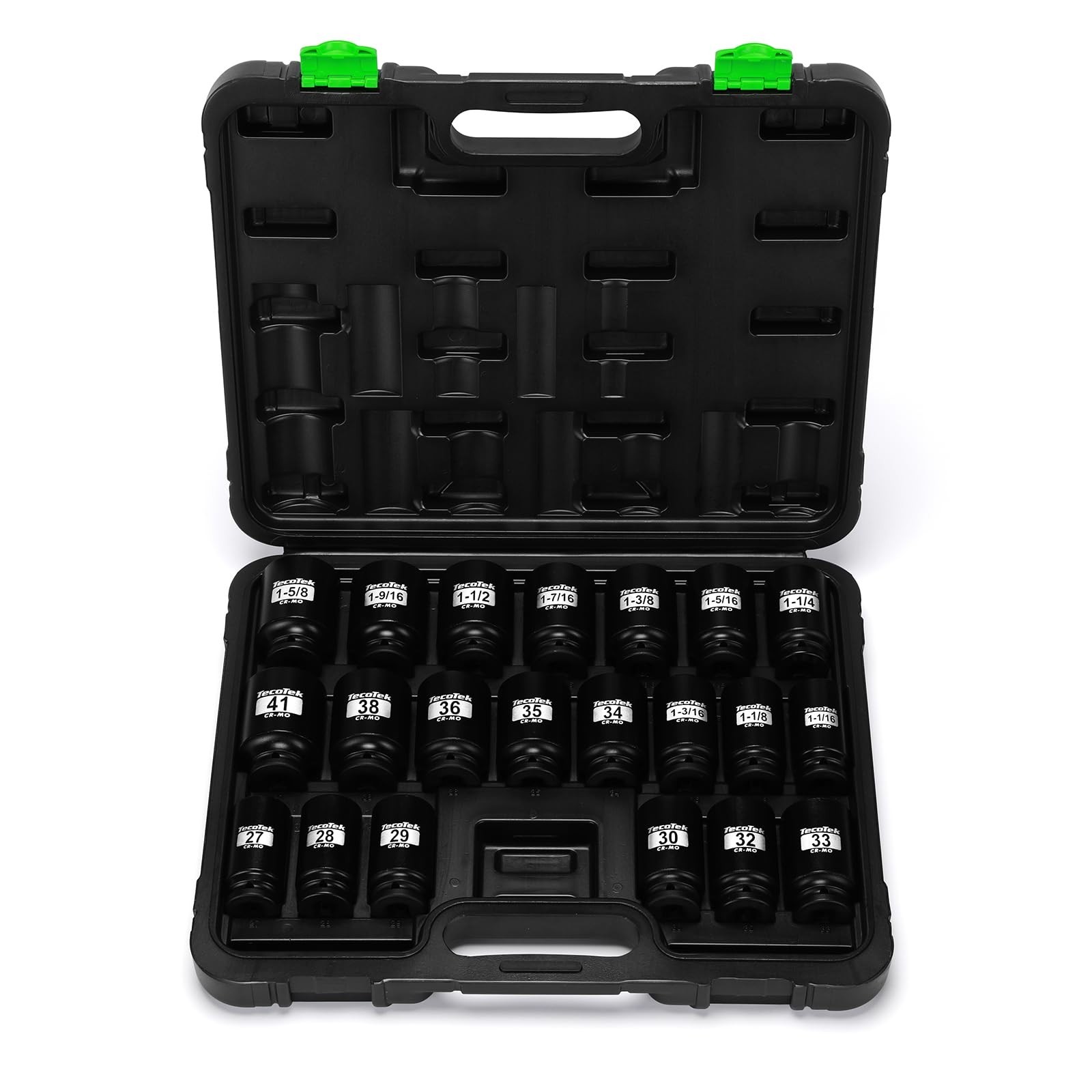 21-Piece 1/2″ Drive Deep Impact Socket Set, SAE & Metric, CR-MO, Spindle Axle Nu