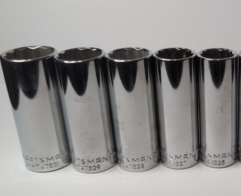 Craftsman 11Pc 12Pt 1/2″ Drive SAE Deep Socket Set 3/8” – 1” EUC