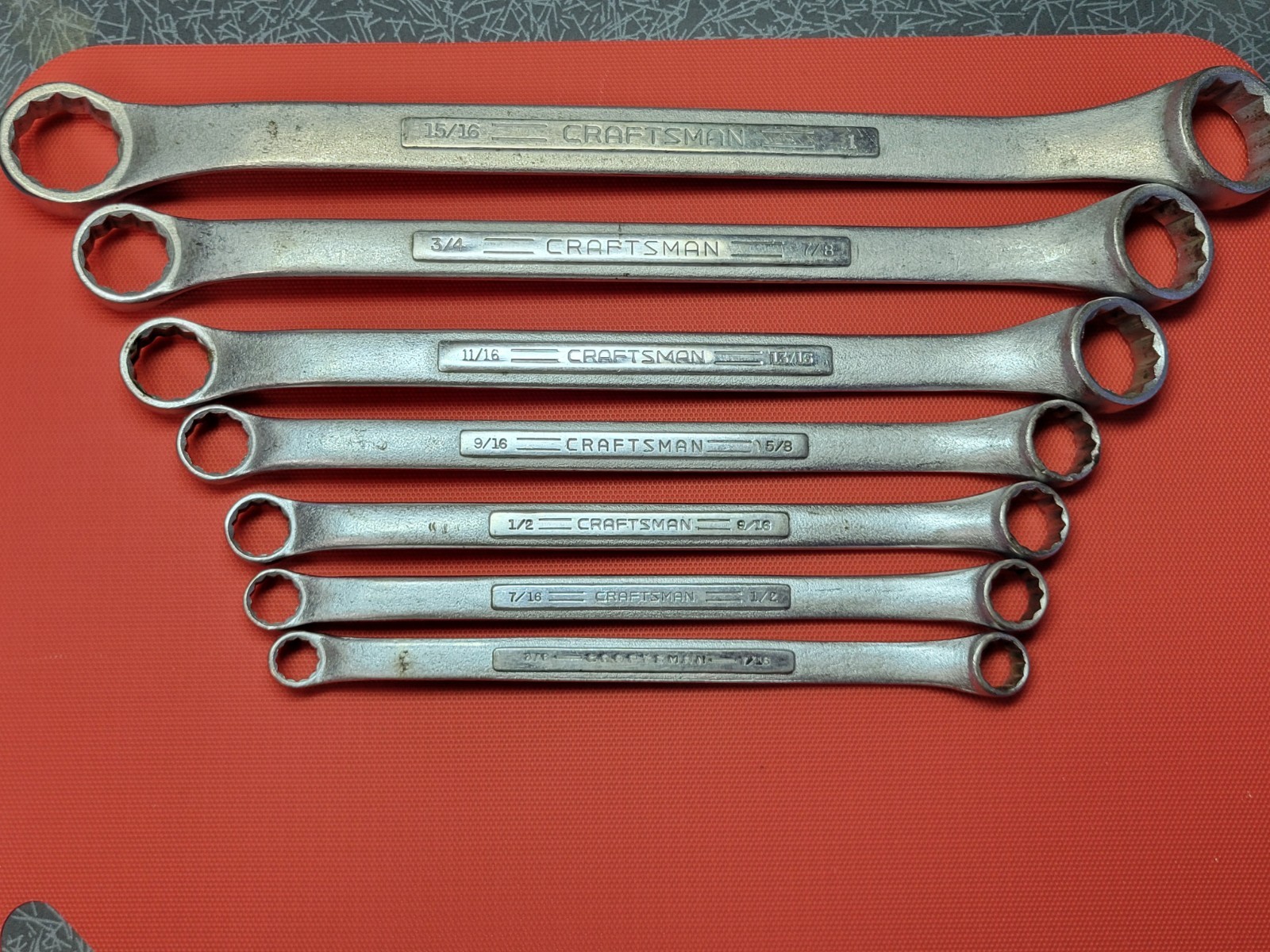 Craftsman USA Flying =V= 7pc Double Box End Wrench Set 3/8″ thru 1″