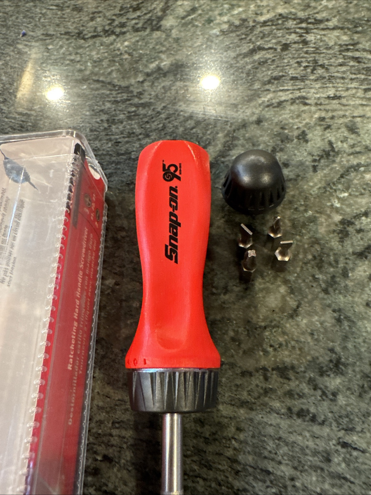 Snap On ssdmr4brxcv 95th anniversary red ratcheting screwdriver with 5 bits new