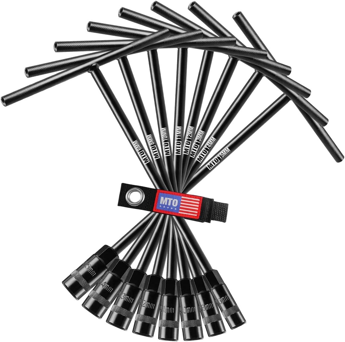 MTO T-Handle Metric Socket Wrench Set, 6-Point (6, 8, 10, 11, 12, 13, 8Pack