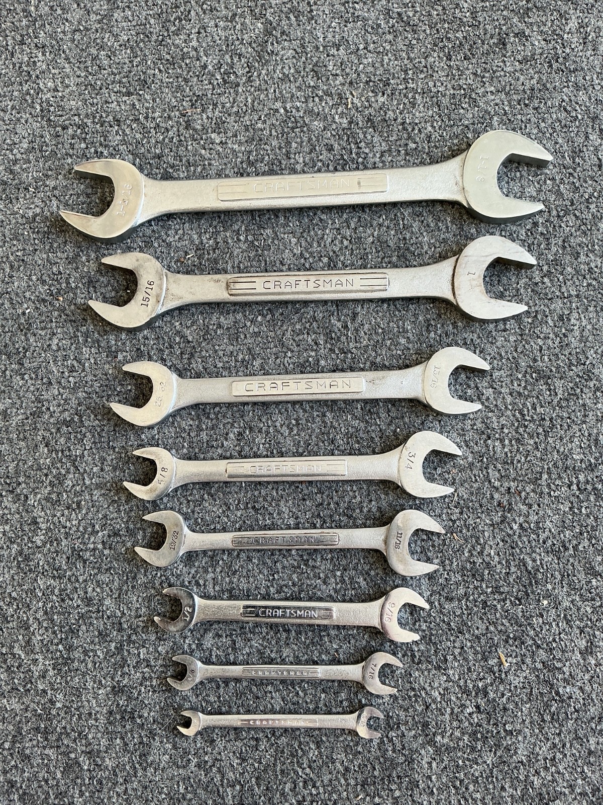 VTG Craftsman Various «V»s Double Open End Wrench Set 8 Pc SAE 1/4 To 1-1/8” USA