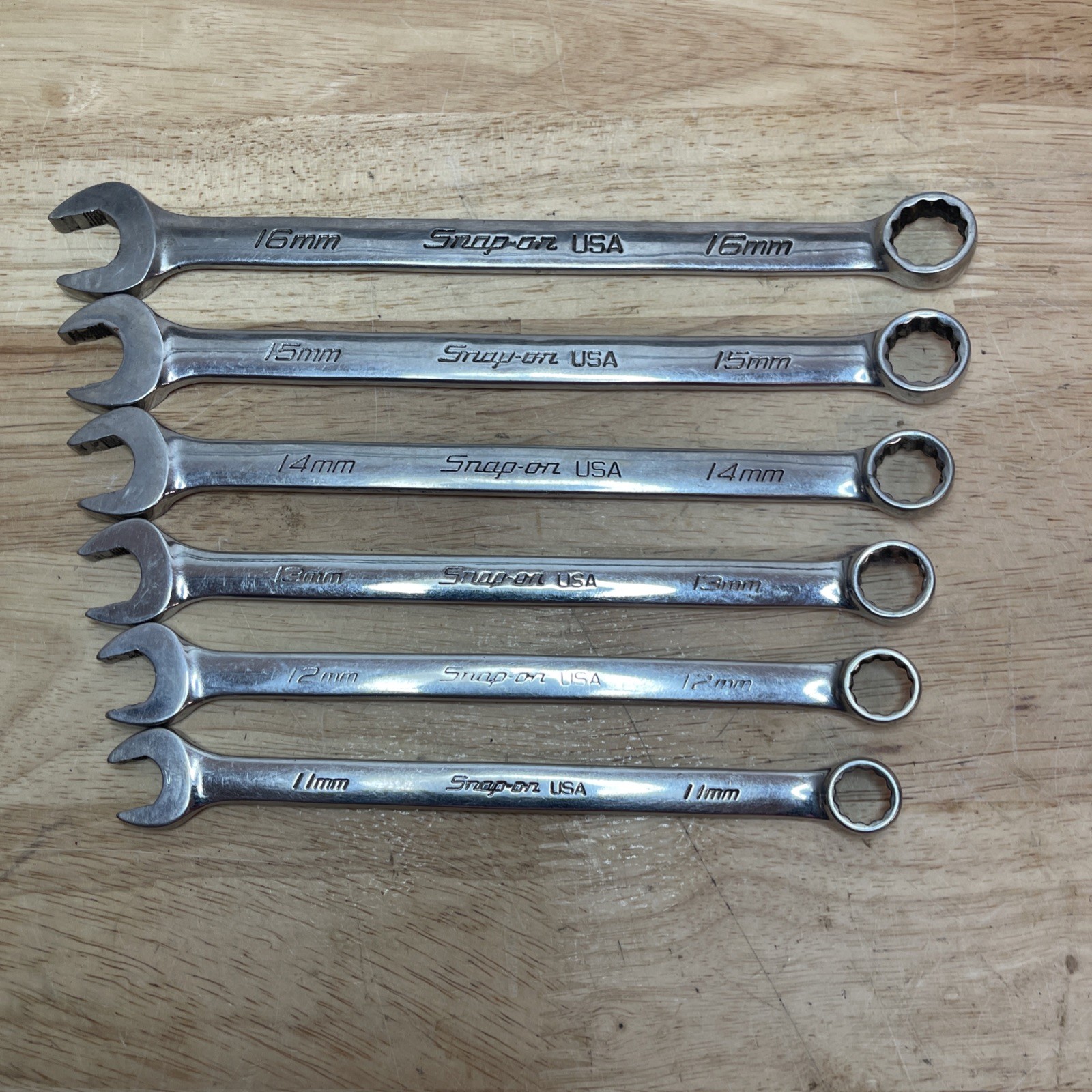 Snap On 6pc Combo Wrench Set Metric 11, 12, 13, 14, 15, & 16mm