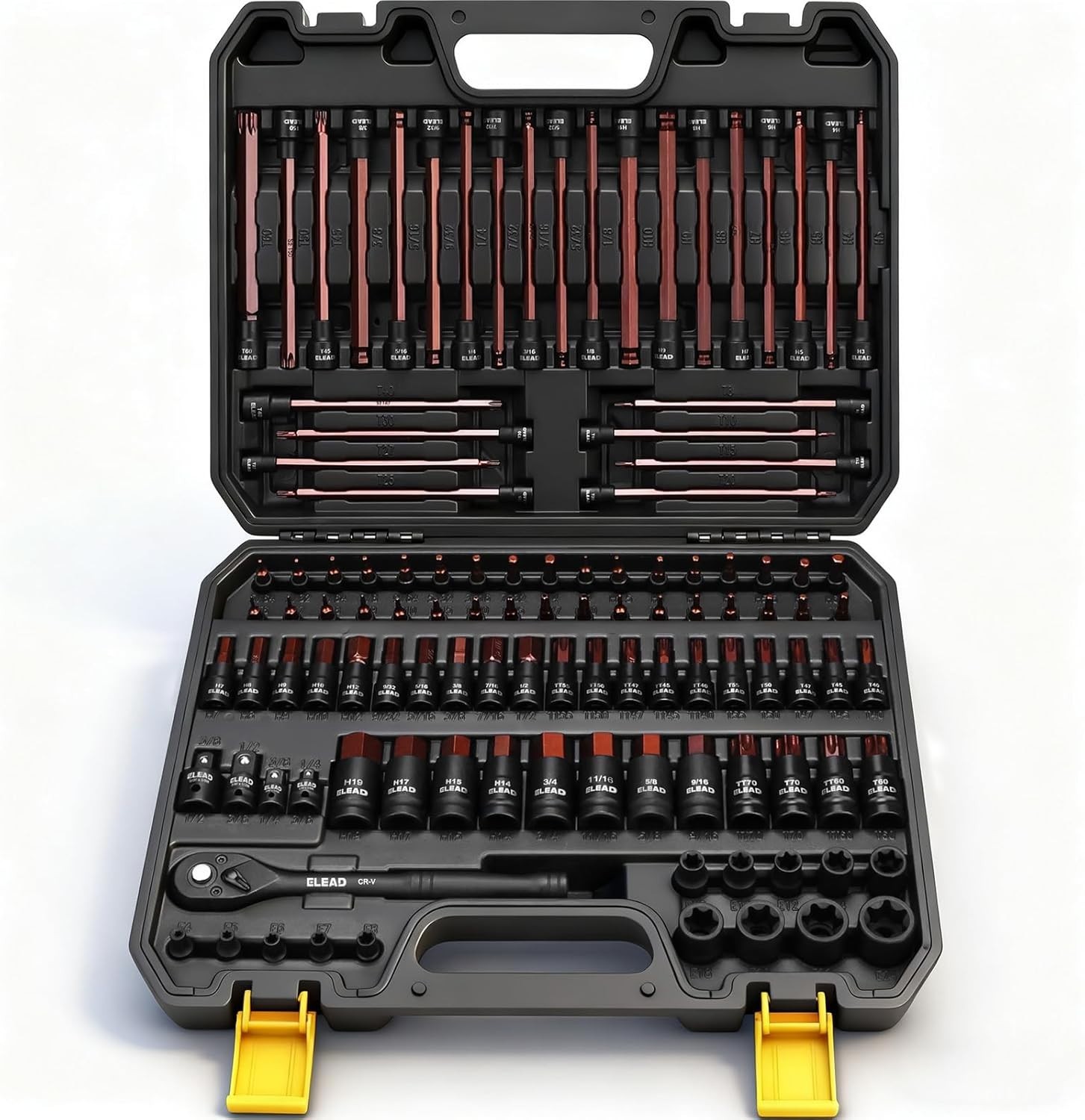 112-Piece Torx and Allen Bit Socket Set, 1/4″, 3/8″,1/2″ Drive Bit Socket Set