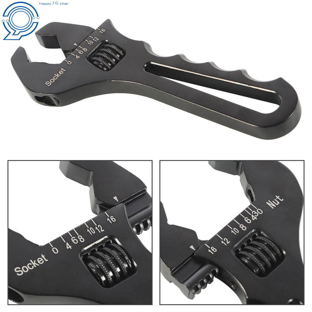 3AN-16AN Adjustable Wrench Tool For Hose End Fitting Black Aluminum