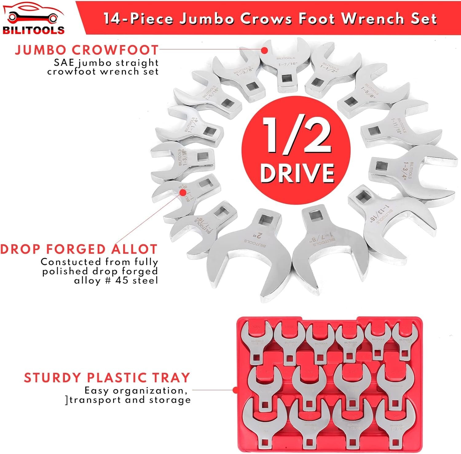 14-Piece Jumbo Crowfoot Wrench Set for Tight Spaces & Corrosion Resistance^