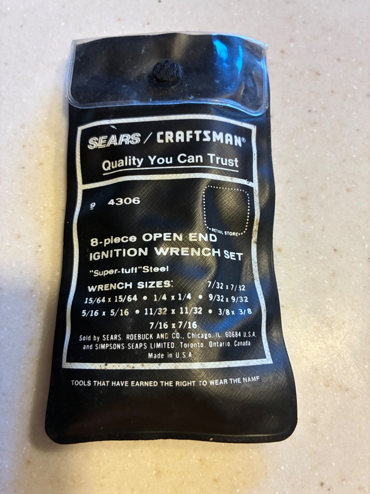 Sears Craftsman USA nos 8 Pc Double Open End Ignition Wrench Set SAE #4306
