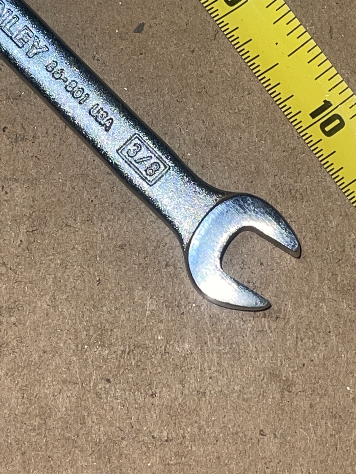 NOS Stanley Tools USA 86801 7/16 In X 3/8 In SAE Open End Wrench Vintage 86-801