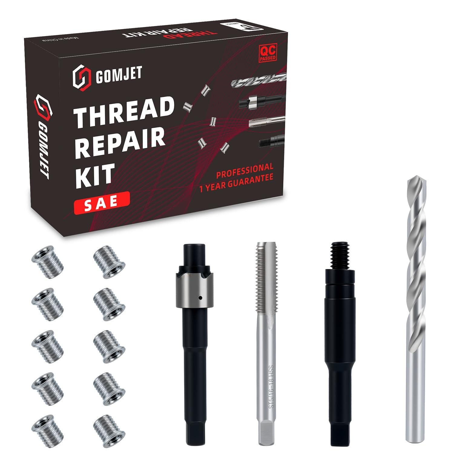 5/16-18 Thread Repair Kit – 10 Stainless Steel Inserts, 0.450 Inch Length