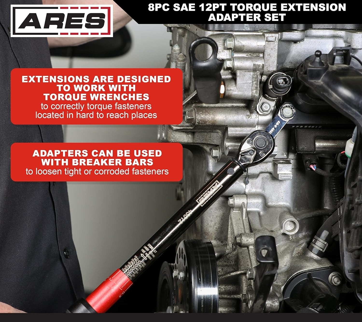 Piece SAE 12-Point Box End Torque Adapter Extension Set – 3/8-Inch Drive – 2-Inc