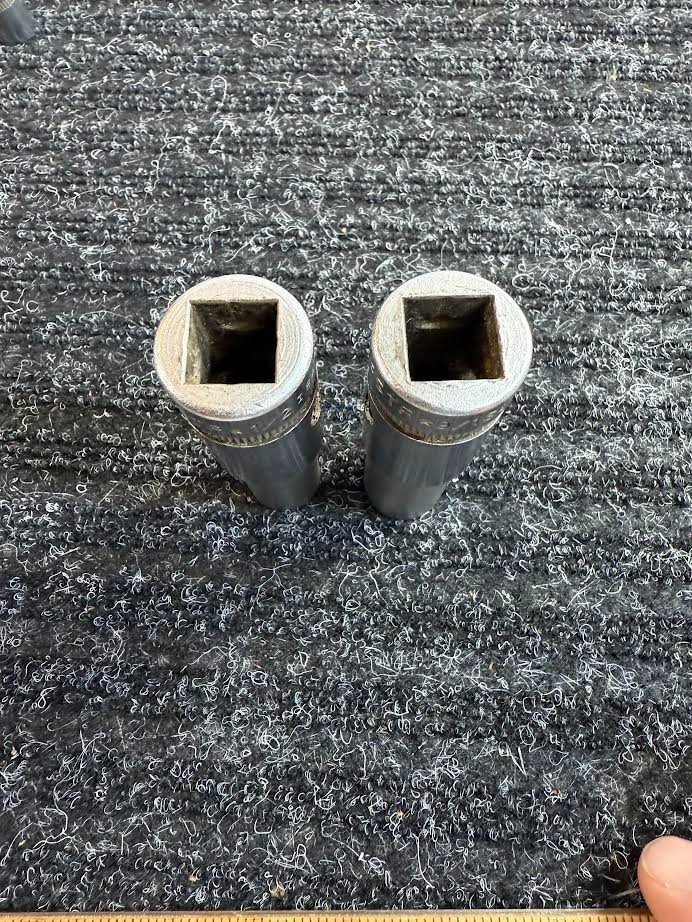 Two WARDMASTR 12 Point Deep Well Sockets 1/2″ Drive, 1/2″ and 9/16″