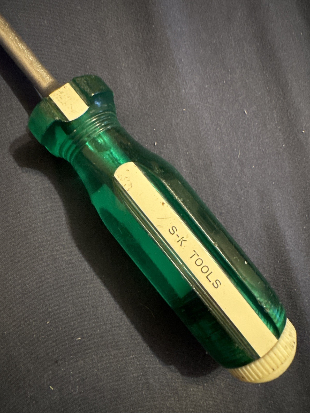 Vintage SK,S-K Tools,Screwdriver 73514 Green Handle,Removable Cap, Magnetic,USA