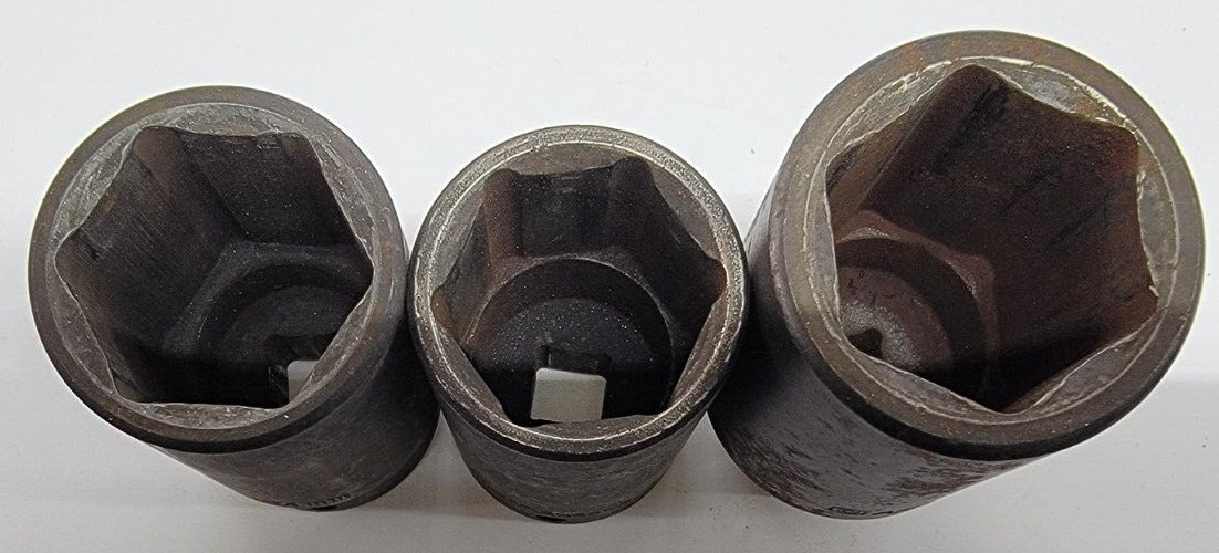 Mit And AmPro Lot Of 3 6 Point 1/2″ Drive Deep Well Sockets