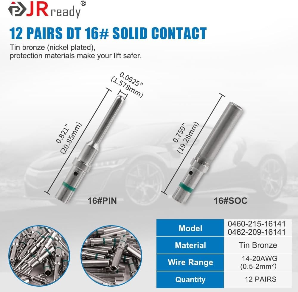 JRready Deutsch Connector 2 Pin Kits with Size 16 DT-2Pin 5Pairs