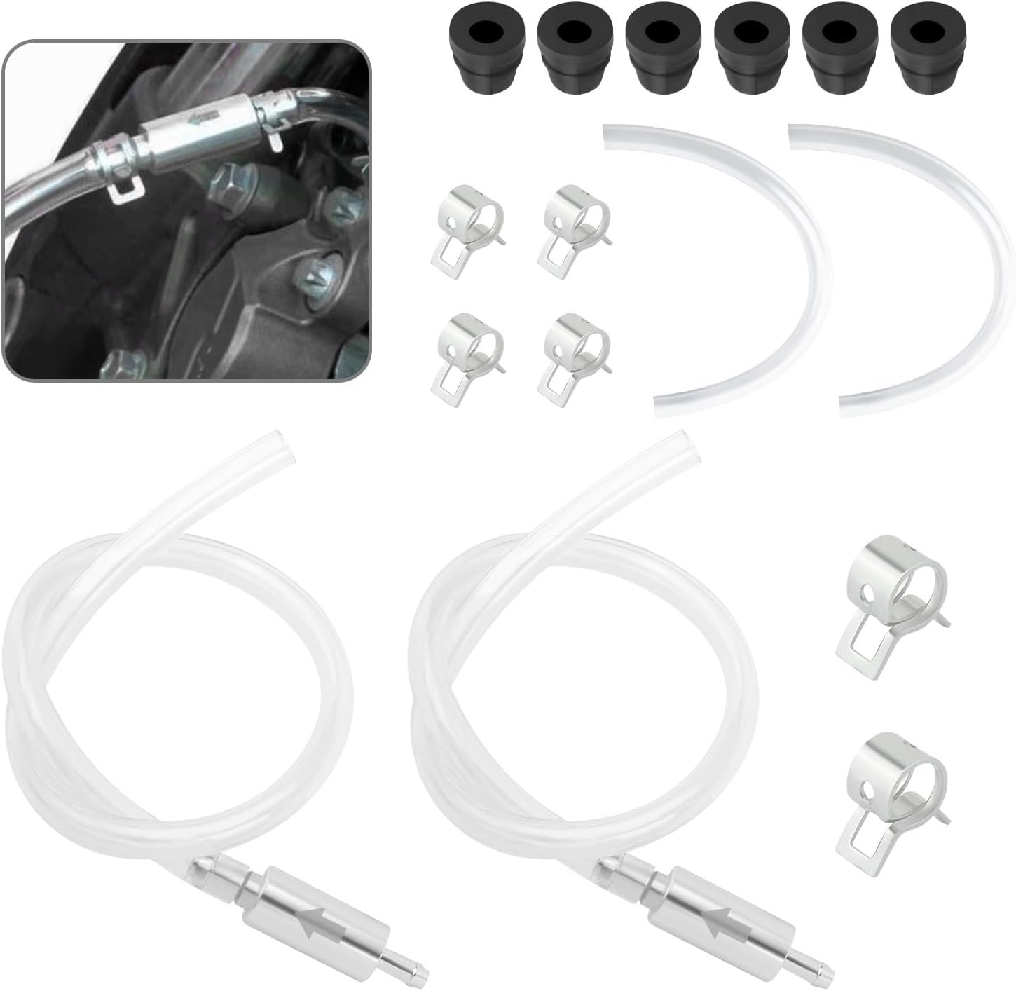 Universal Brake Bleeder Kit: Complete 4PC Hose & Valve Set for Safe Maintenance