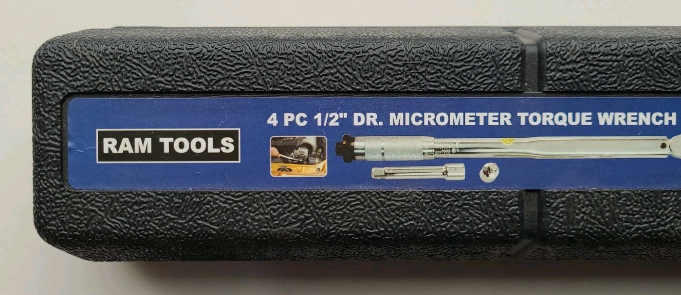 Ram Tools 1/2 Drive Ratcheting Head Micrometer Torque Wrench 10-150 Ft Lbs